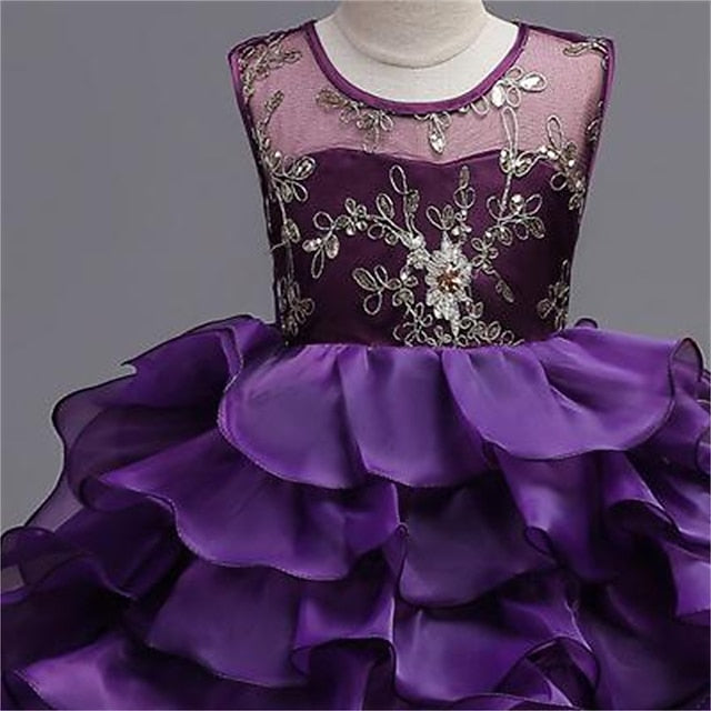 Ruffle Party Floral 4-13 Summer Dress Kids Girls' Wedding