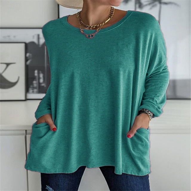 Women's Tunic T Shirt Solid Color Plain Stylish Classic