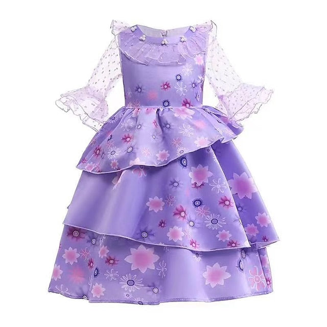 Encanto Fairytale Isabela Madrigal Girl Dress Flower Princess