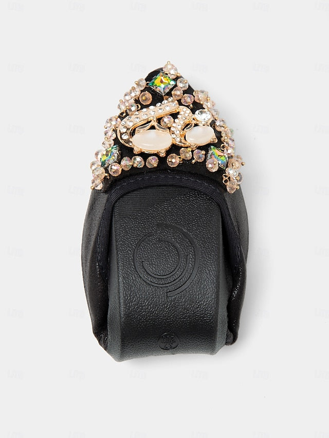 Women's Foldable Flats Rhinestone Black Ballet with