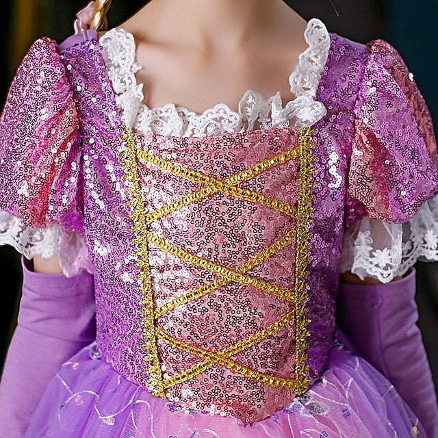 Cloak Dress Girl Flower Cosplay Rapunzel Princess