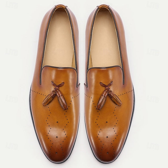 – Classic Light Leather Men's Brown Tassel Loafers