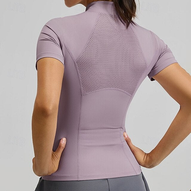 Women's Sport Sweatshirt Yoga Top Stand Collar Soft Quarter