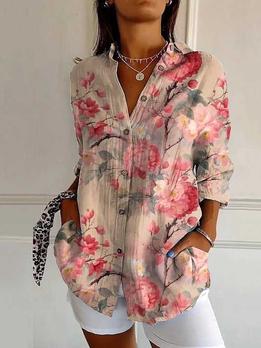 Women's Shirt Flower Daily Stylish Basic Half Sleeve V Neck