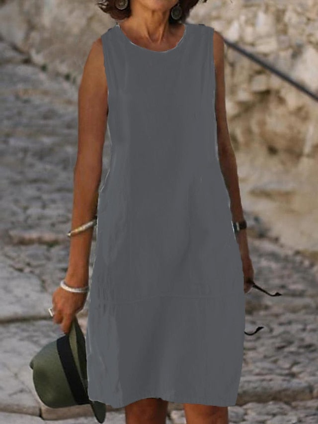 Women's Blue Light Blue Black Summer Spring Midi Dress