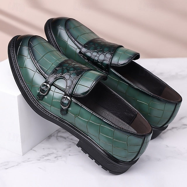 Loafers Leather with Faux Crocodile Pattern Brown Men's –