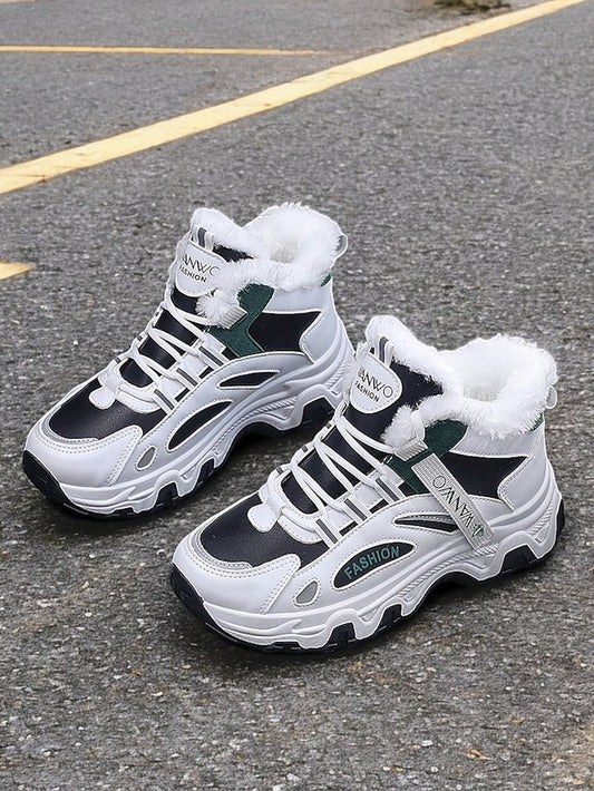 Women's Winter High-Top Sneakers with Fur Lining – Warm