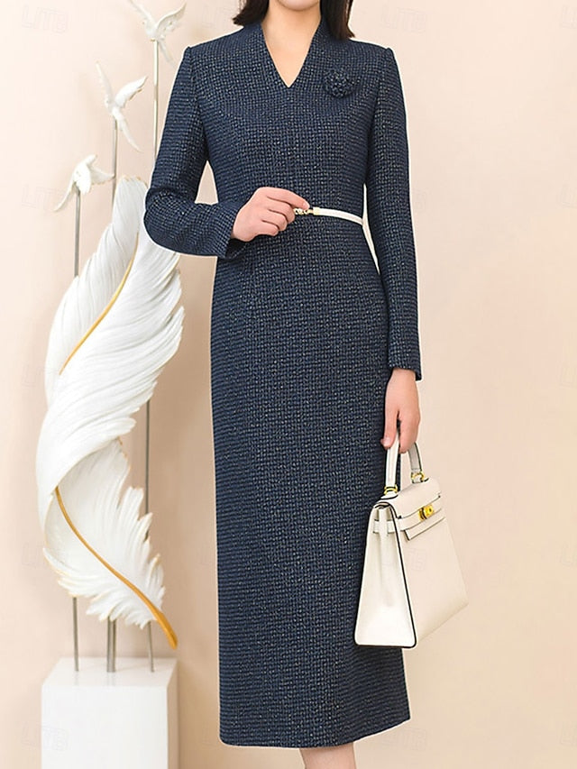 Column Dress of the / Sheath Neck Mother V Vintage Bride Elegant