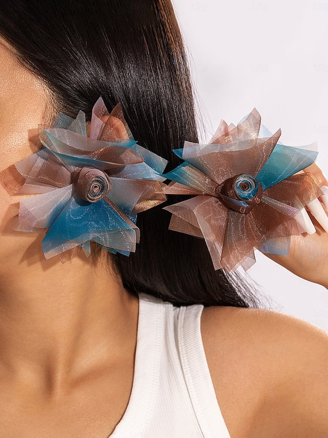 Drop Flower Women's Earrings - Floral Statement Oversized