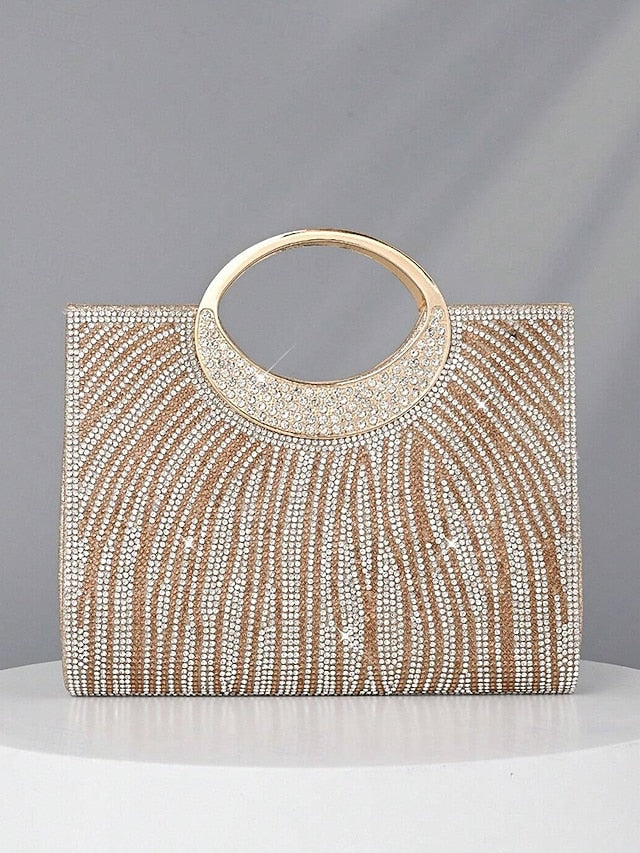 with – Clutch Women's Evening Rhinestone Bag Round Handle