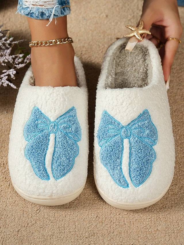 Women's - with Red Soft and Design White Bowknot Slippers