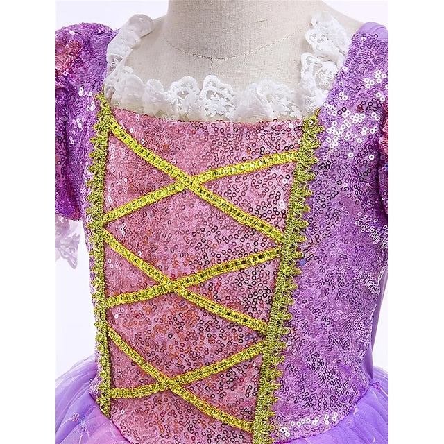 Theme Party Rapunzel Fairytale Princess Flower Dress Sofia Girl