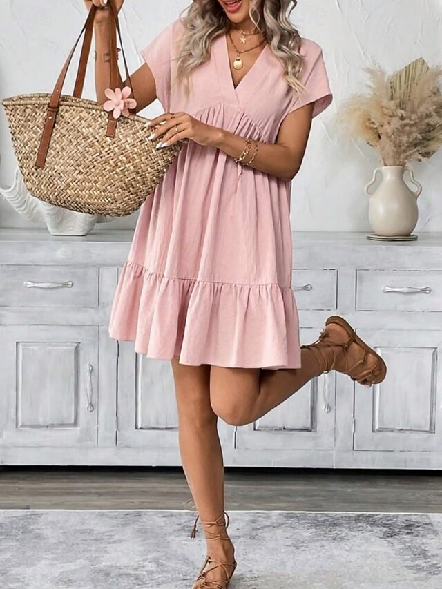 Women's Mini Dress A Line Dress Summer Dress Solid Color