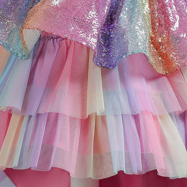 Girls' colour Sleeveless Kids Sequin Party Dress Wedding