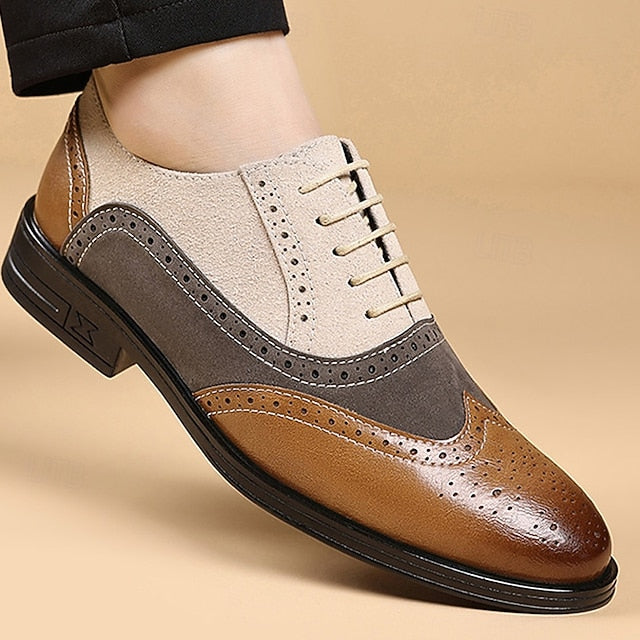 Brown Classic Shoes Men's Gray Oxford and Brogue
