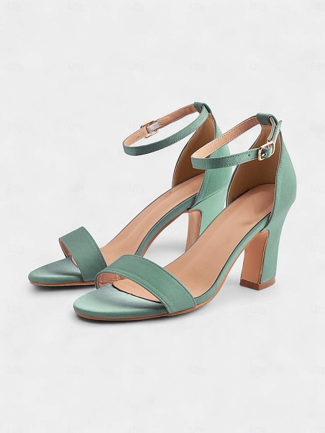 High Women's Ankle - Toe Strap Sandals Open Light Heel Blue