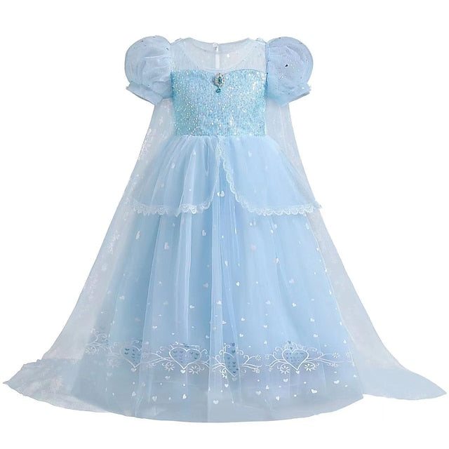 Cosplay Frozen Princess Cloak Dress Girl Elsa Flower