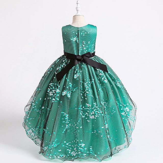 Sleeveless Solid Girls' Kids Dress Colored Wedding Floral
