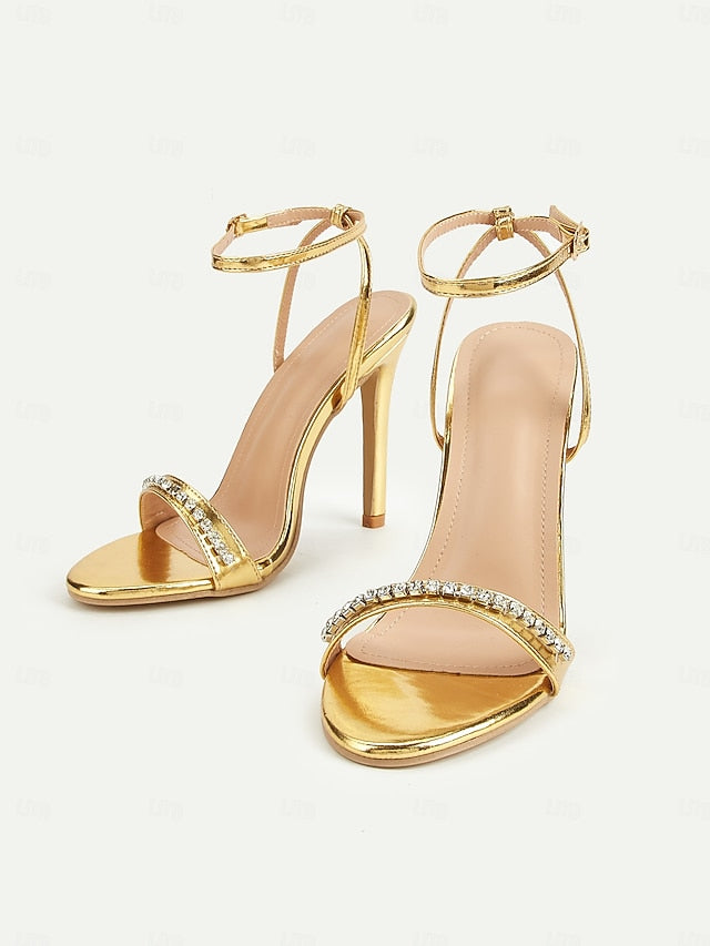 High Gold Heels Metallic Women's – Strap Dazzling Ankle
