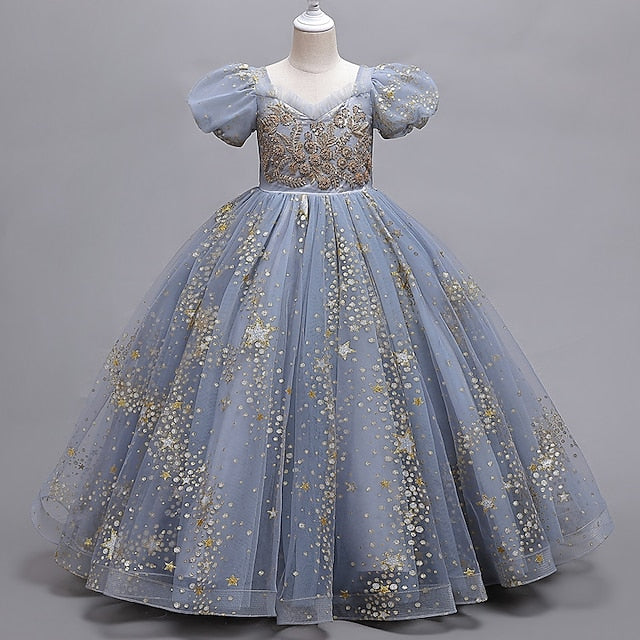 Short Polka Kids Star Girls' Party Dot Dress Flower