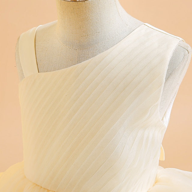 Kids Formal Sleeveless Party Girls' Color Solid Dress