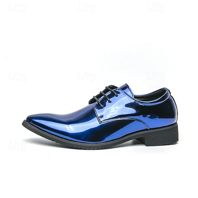 Green Patent Men Leather for – Shoes Formal Lace-Up Glossy