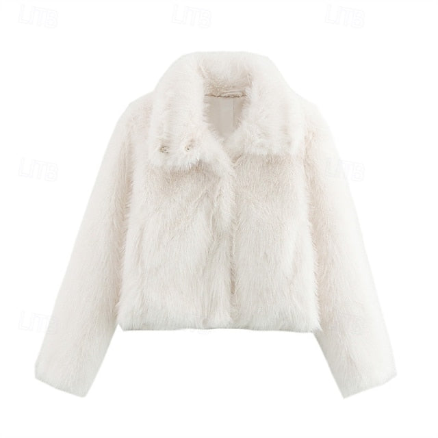 Women's Buttons Faux Furs Comfortable Warm Fur Coat