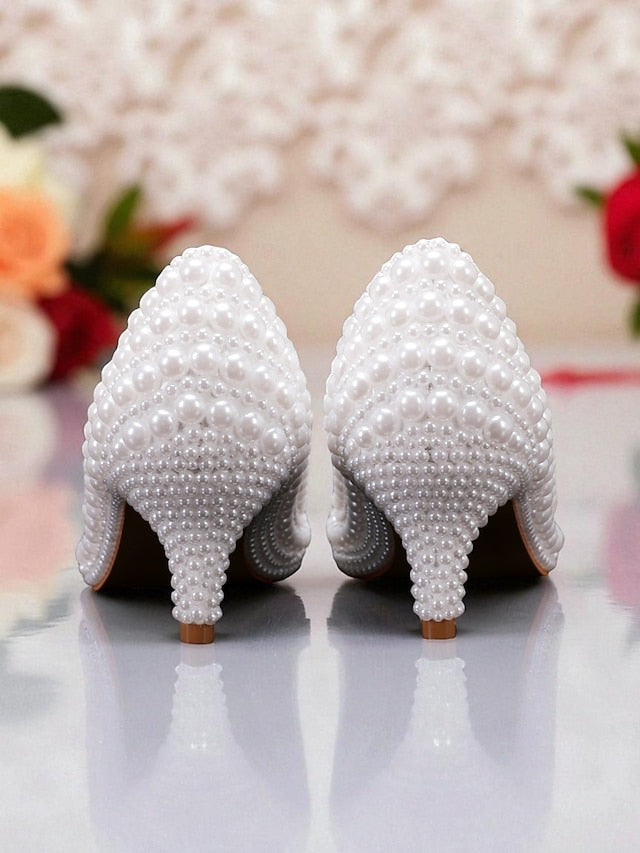 Matching Heel Pumps Kitten and Women's Pearl-Embellished