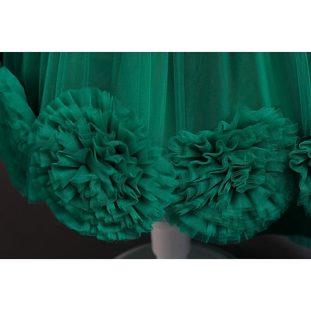 Short Colored Dress Girls' Flower Solid Kids Girl