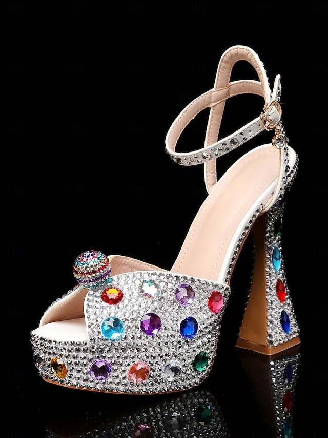 Sandals High Rhinestone Women's Platform with Heel Matching