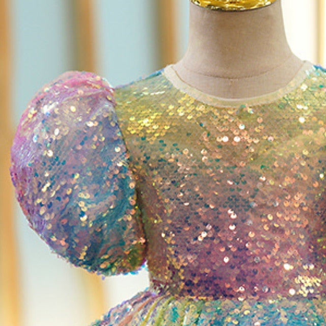 3D Spring Wedding colour Short Sleeve Summer Girls' Dress