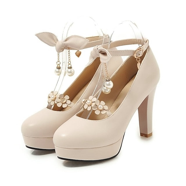 Mary Wedding White Elegant Girls' �?Platform Jane Heels