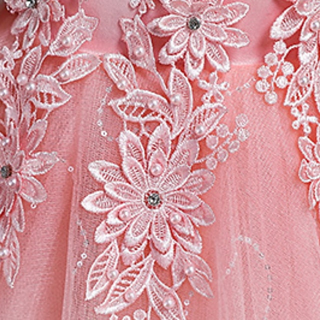 Solid Floral Colored Dress Line A Girls' Kids