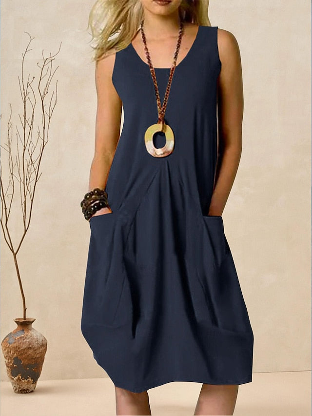 Women's ArmyGreen Navy Blue Orange Summer Spring Midi Dress