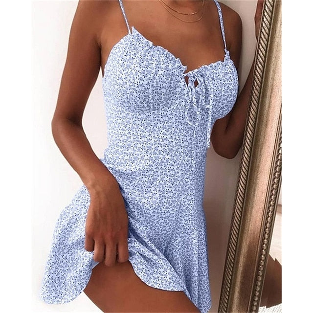 Women's Casual Dress Sundress Floral Dress Mini Dress Dark