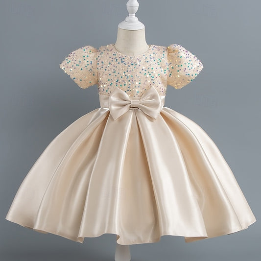 Wedding Dress Party Sleeve Girls' Short Sequin Toddler