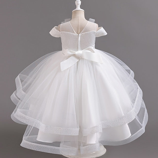 Party Dress Sleeve Kids Wedding Color Solid Short Girls'
