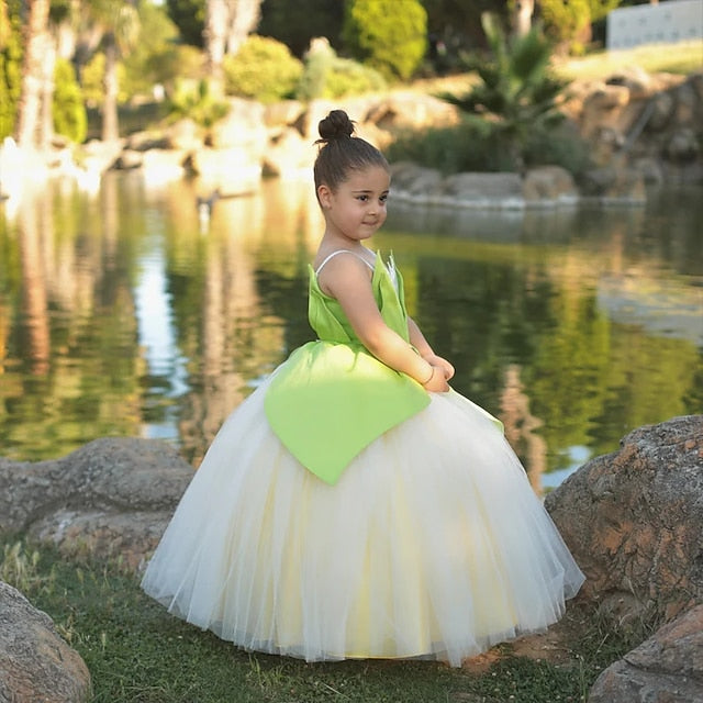Tiana Bell Princess Theme Tinker Girl Dress Flower Fairytale