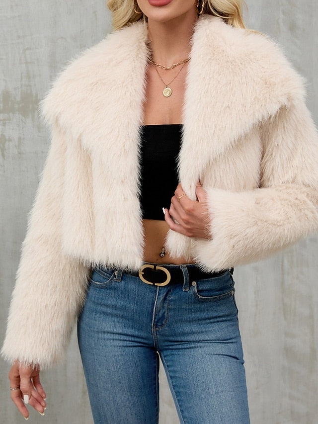 Furs Coat Women's Comfortable Faux Leathers Fur Warm
