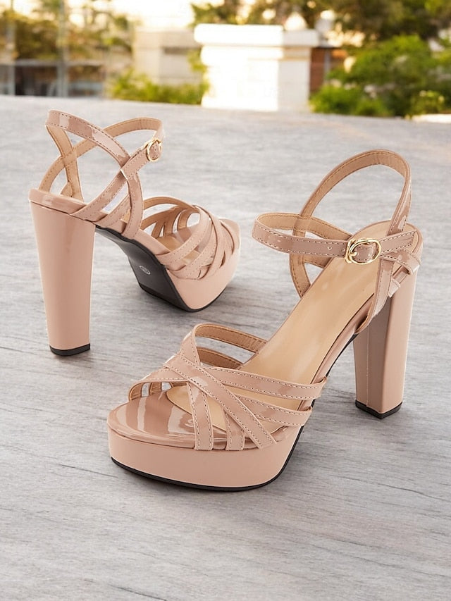 Platform Strappy High – Heel Women for Nude Sandals