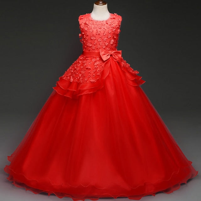 Flower Colored Girls' Girl Kids Dress Solid