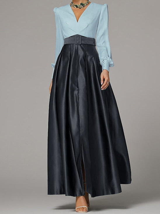 Formal Floor Split Evening A-Line Dress High Wedding Guest Gown