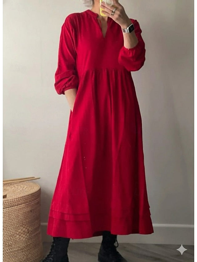 Women's Cotton Linen Maxi Dress Shift Dress A Line Dress