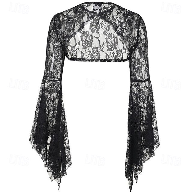 Gothic Maxi Dress Shrug Top Bell Sleeve Witch Morticia Addams