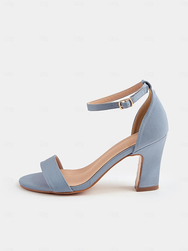 - Light Sandals Blue Toe Strap Open Heel High Women's Ankle