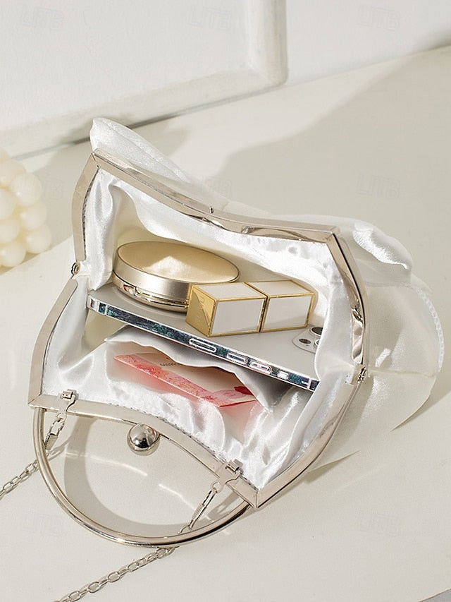 Satin Bow Women's Elegant – Pearl Evening Bag Clutch