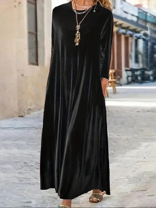 Women's Velvet Maxi Dress Black Dress Graduation Dress