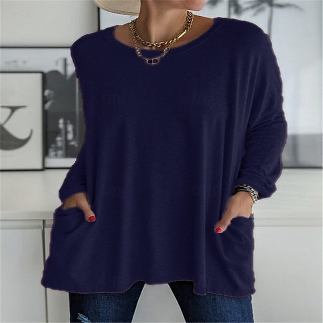 Women's Tunic T Shirt Solid Color Plain Stylish Classic