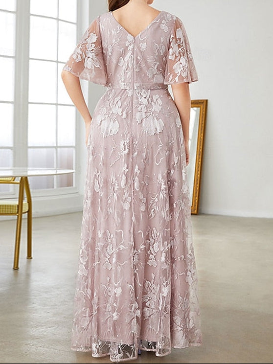 Size V Dress Plus Curve Neck of Elegant Bride the Mother