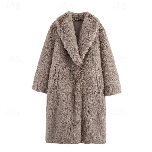 Faux Coat Comfortable Buttons Women's Warm Pocket Fur